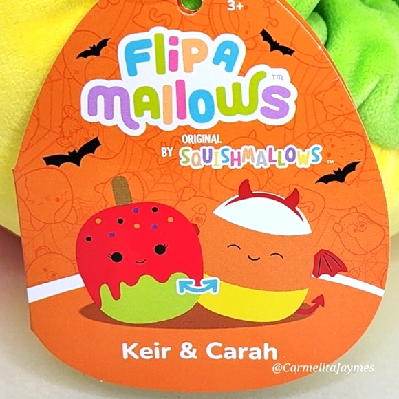 🎃 KEIR 🔄 CARAH 🍎 Candy Apple 😈 Candy Corn Bat FlipAMallow Squishmallow NWT - Picture 4 of 8